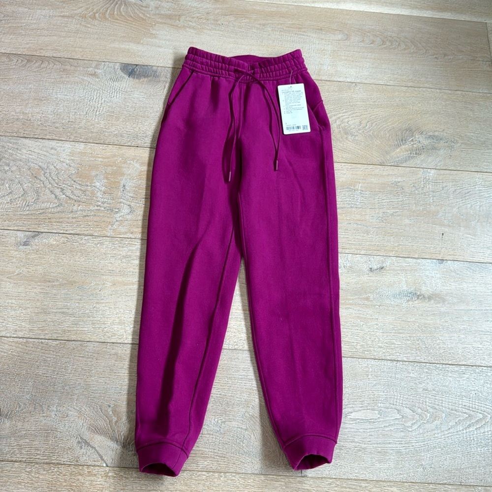 NEW WITH TAGS lululemon HR jogger, plush weight magenta with drawstring.  Size 2